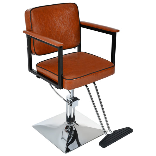 Classic Barber Chair, Styling Salon Chair With Hydraulic Pump Swivel Barber Chair, For Beauty Salon Spa Equipment - Brown