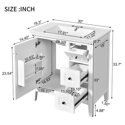 Modern Bathroom Vanity With Sink, 3 Drawer Storage Cabinet