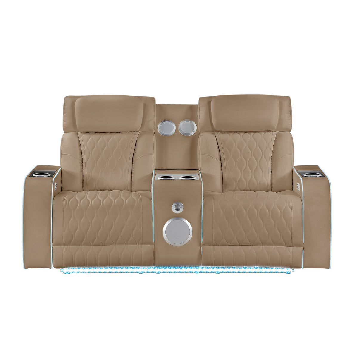Electra - Power Reclining Loveseat With Power Headrests, Console, Speakers, Massage, LED Lighting And USB Control