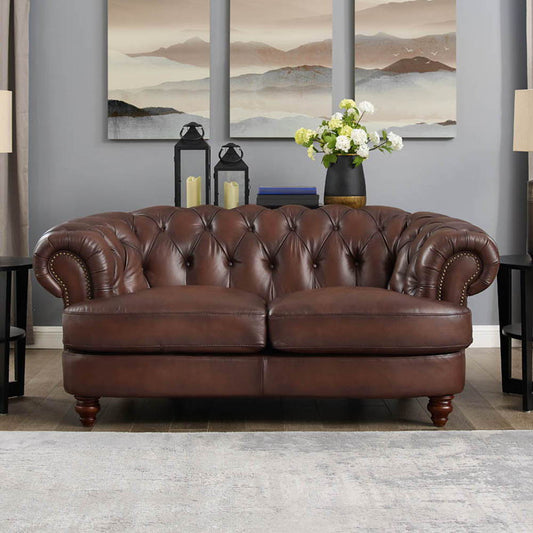 Newport - Leather Loveseat - Caramel