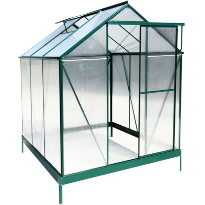 Polycarbonate Greenhouse, Heavy Duty Outdoor Aluminum Walk-In Green House Kit With Rain Gutter, Vent And Door For Backyard Garden