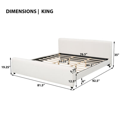 Luxury Upholstered Bed Frame With Curved Headboard & Footboard