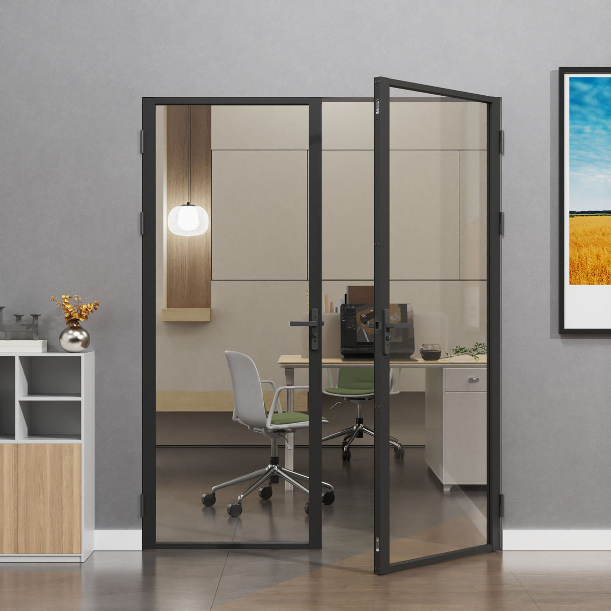 Door Slab Frame Door For Closet Pantry - Black