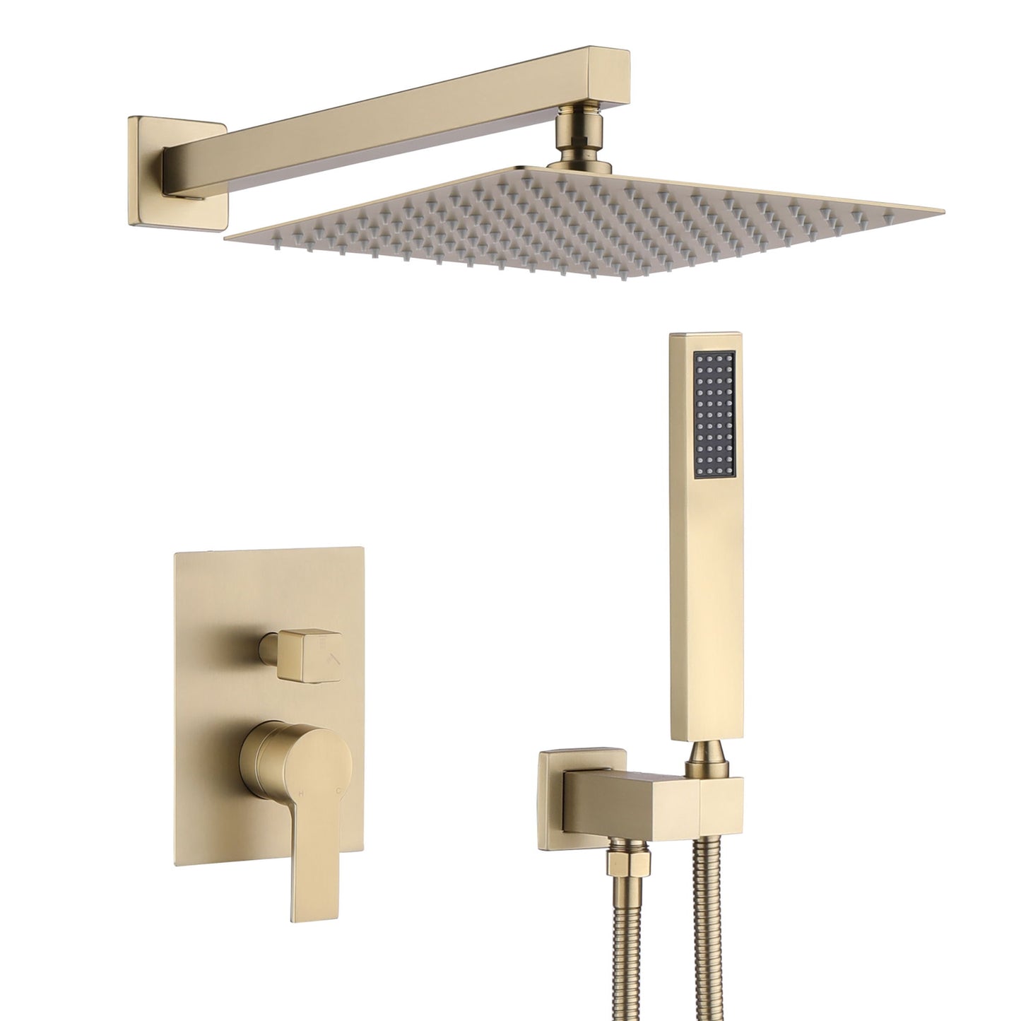 12" Ceiling Mount Shower System With Rain Mixer And Handheld Shower