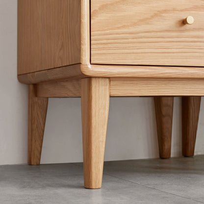 Free-Standing Corner Storage Cabinet With Vintage Glass Door, 2 Shelves, 1 Drawers & Brass Handle For Living Room - Natural