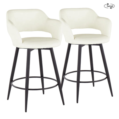 Margarite - Contemporary Fixed Height Counter Stool With Swivel With Round Footrest (Set of 2)