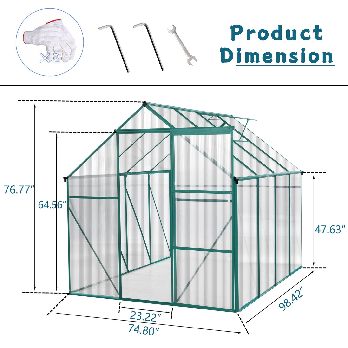 Polycarbonate Greenhouse Raised Base And Anchor Aluminum Heavy Duty Walk-In Greenhouses For Outdoor Backyard In All Season