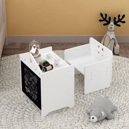 Montessori Weaning Table And Chair Set, Toddler Table With Adjustable Height - White