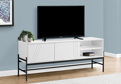 TV Stand, Console, Media Entertainment Center, Storage Cabinet, Contemporary And Modern - White / Black