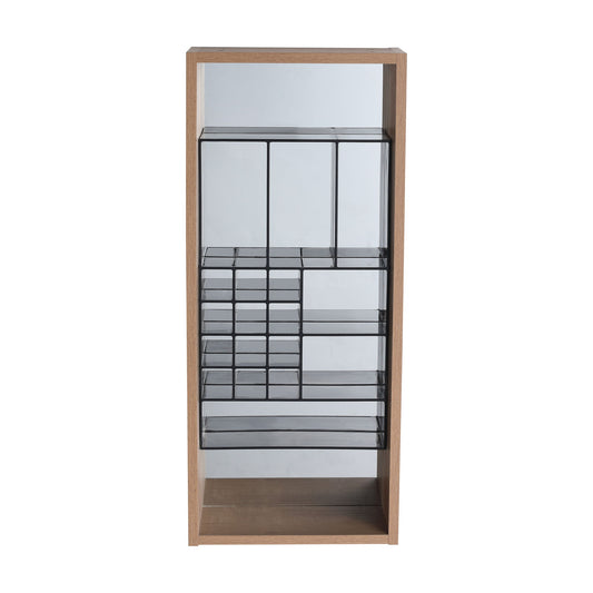 12" Wall Mounted Mirror Cabinet With Storage - Imitative Oak