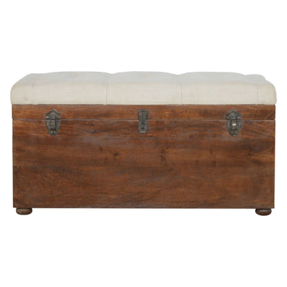 Linen Storage Trunk - Chestnut / White Linen