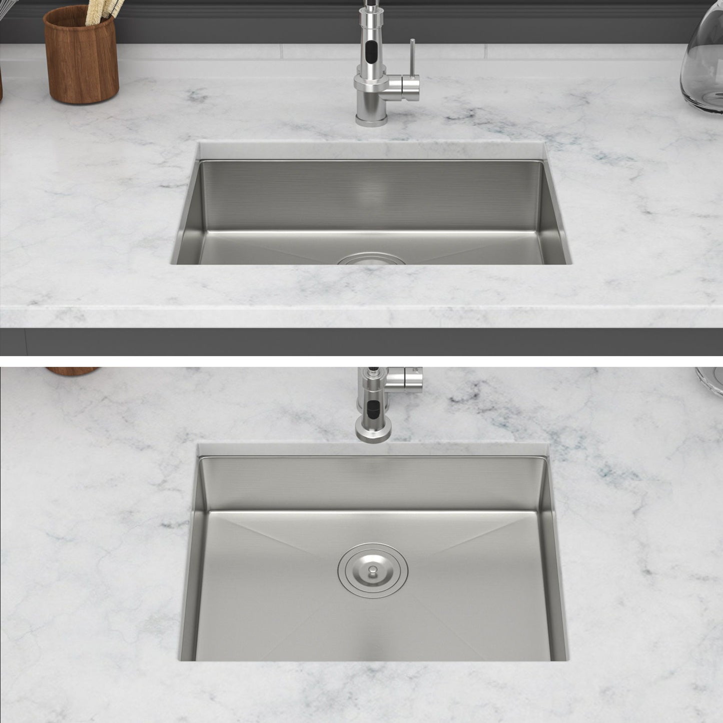 Ada-Compliant 23" Undermount Sink, Low Depth Single Bowl - Brushed Nickel