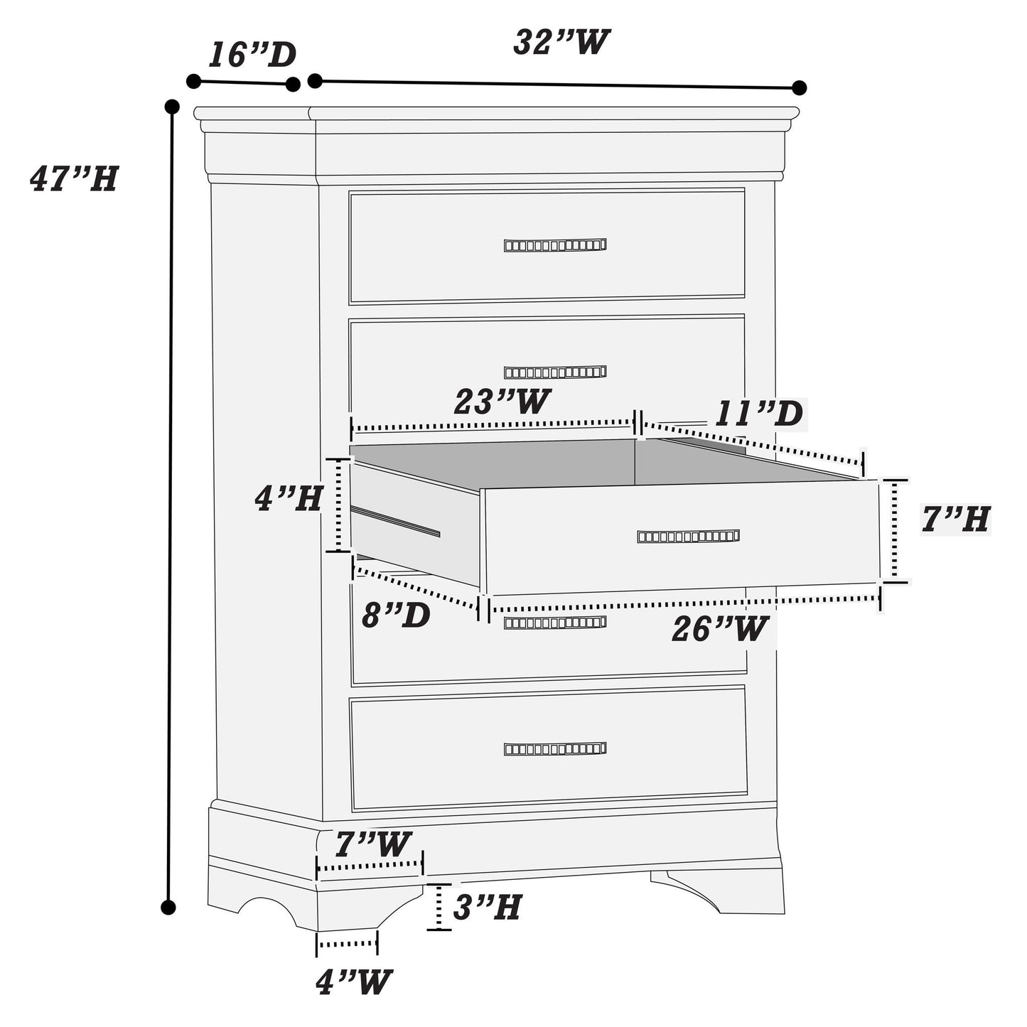 1 Piece Chest With Unique Drawers - Gray