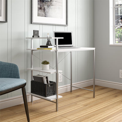 Side Storage Student Desk - White