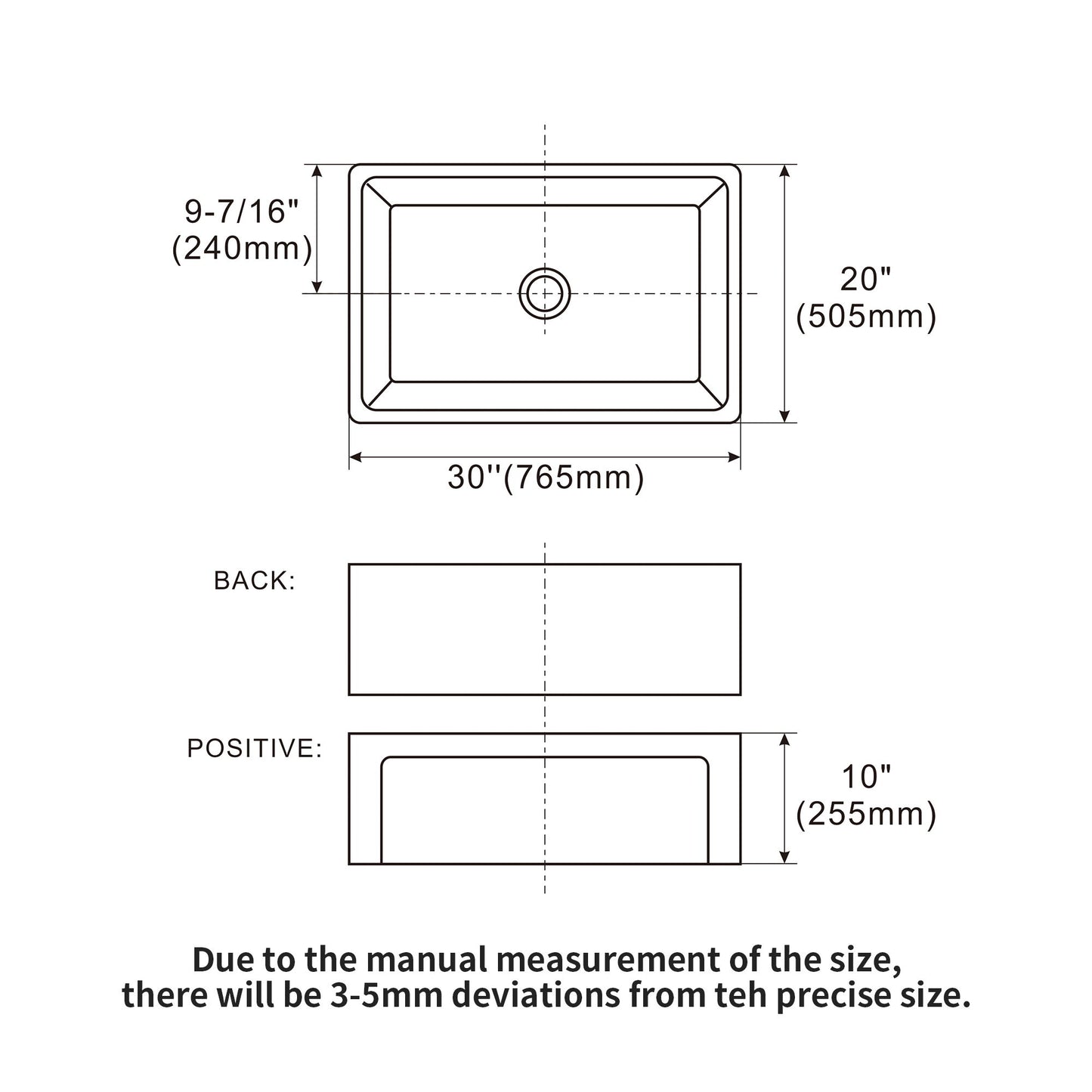 Sink 30" Apron Front Reversible Single Bowl Kitchen Sink With Grid, Strainer - White