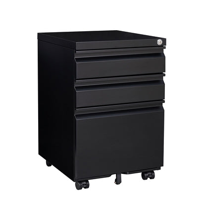 3-Drawer Mobile Filing Cabinet With Lock, Legal/Letter Storage