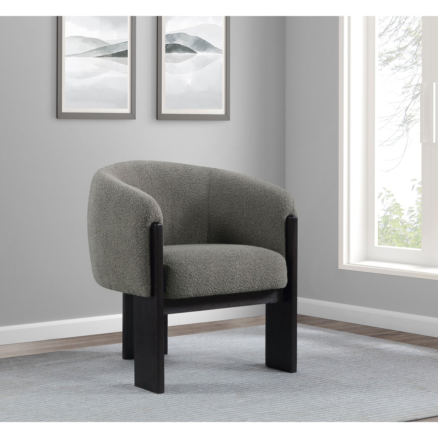 Maciel - Upholstered Barrel Back Accent Chair - Mushroom