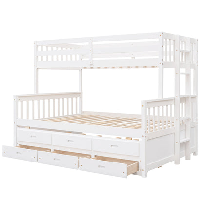 Twin Over Full Bunk Bed With Twin Size Trundle, Separable Bunk Bed With Drawers For Bedroom