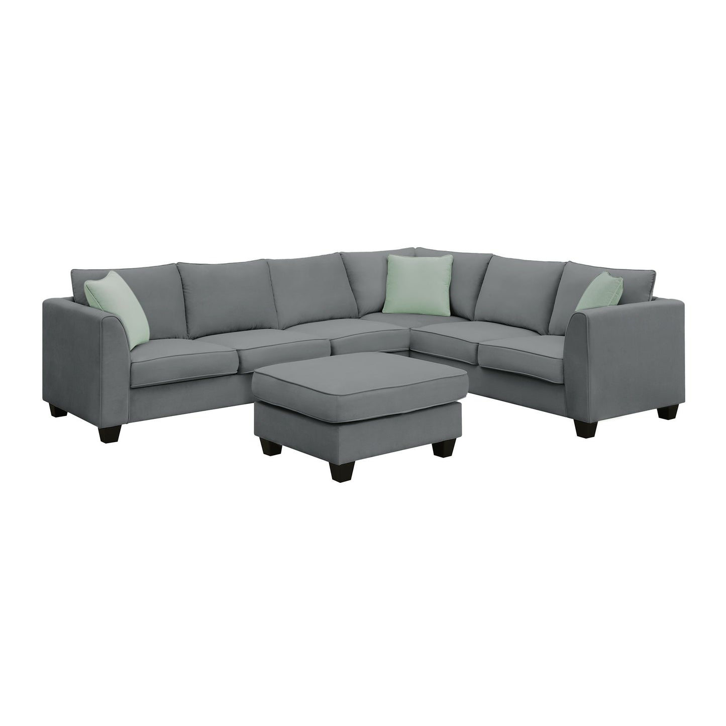 Sectional Sofa Couches Living Room Sets, 7 Seats Modular Sectional Sofa With Ottoman, L Shape Fabric Sofa Corner Couch Set With 3 Pillows