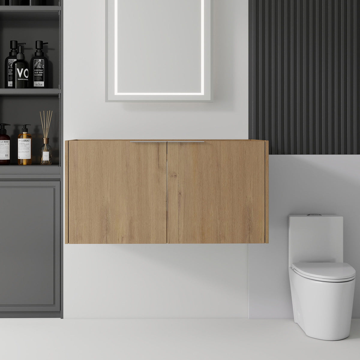 Floating Bathroom Vanity Cabinet With Soft Close Double Doors, Spacious Interior Storage, Wall Mounted, Cabinet Only