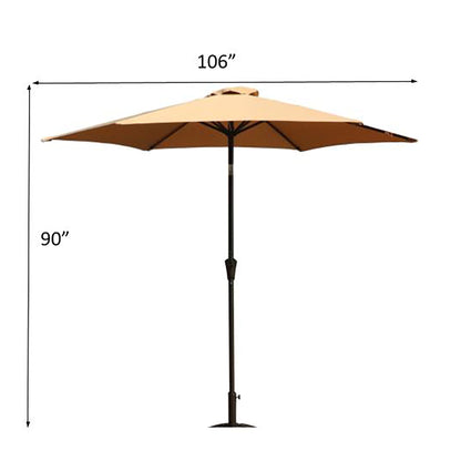 8.8' Outdoor Aluminum Patio Umbrella With 42 Pound Square Resin Umbrella Base