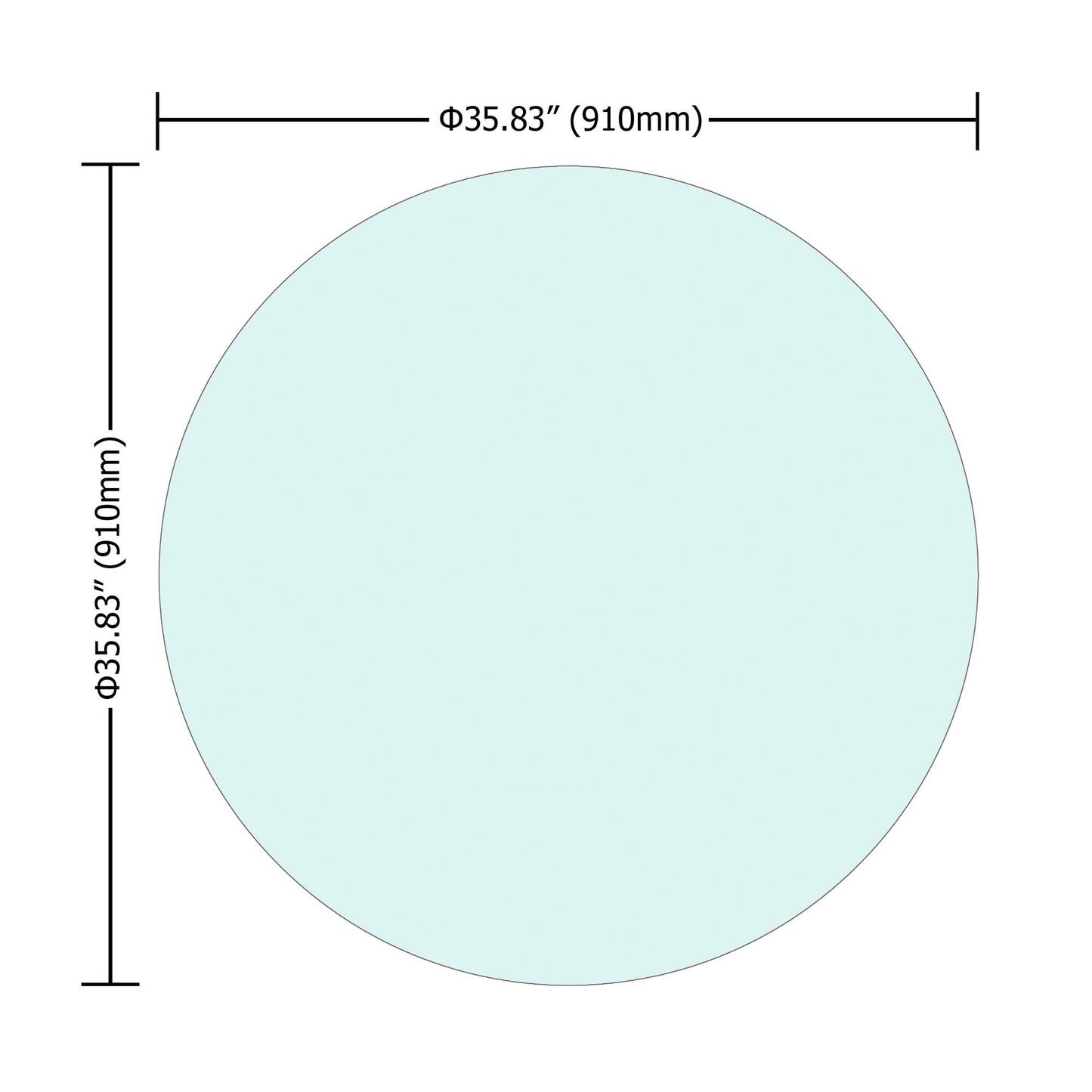 36" Round Tempered Glass Table Top Clear Glass 1 / 4’’" Thick Round Polished Edge - Transparent