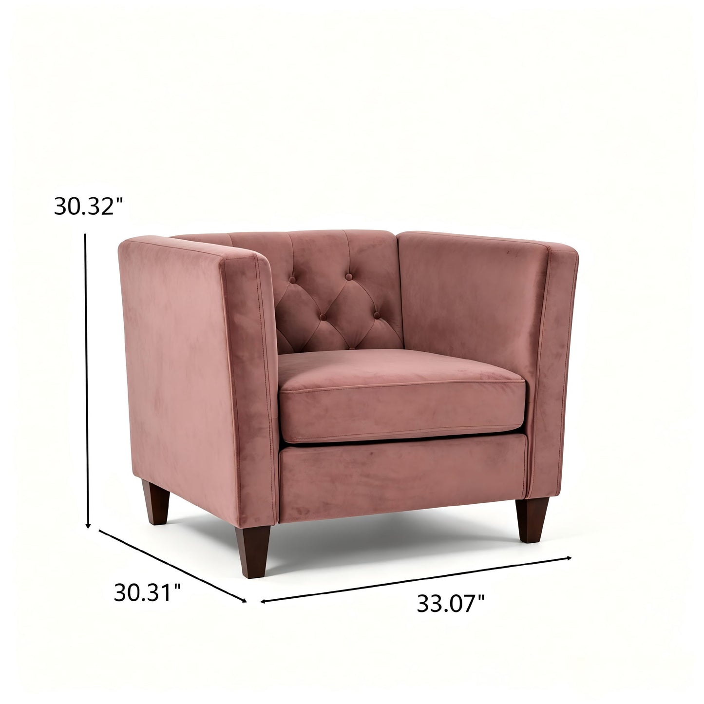 Button Tufted Accent Chair, Square Arms