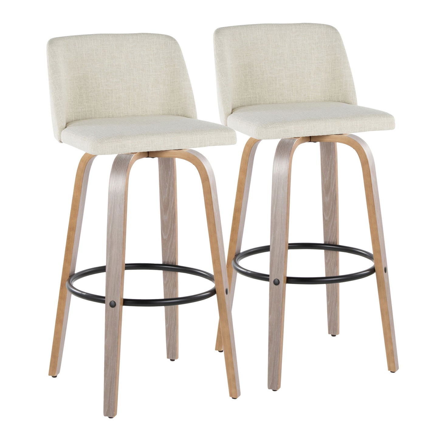 Toriano - Fixed Height Contemporary Barstool With Swivel With Round Footrest (Set of 2)