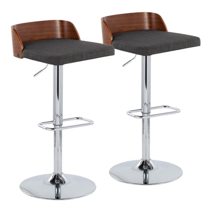 Maya - Mid Century Modern Adjustable Barstool With Swivel With Rounded Rectangle Footrest (Set of 2)