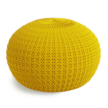 Sonata - Round Knitted Outdoor / Indoor Pouf - Yellow