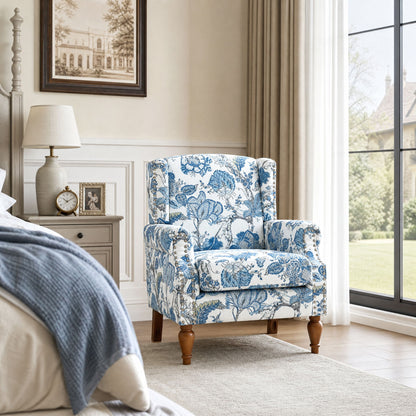 Accent Chair With Floral Upholstery And Nailhead Trim