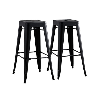 Backless Lightweight Bar Stools (Set of 2) - Black