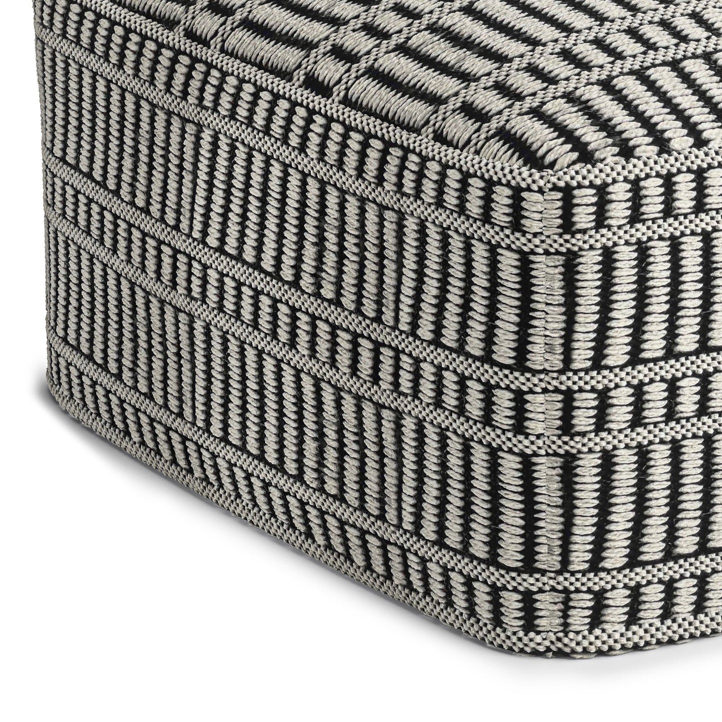 Safford - Square Woven Outdoor / Indoor Pouf - Black / White