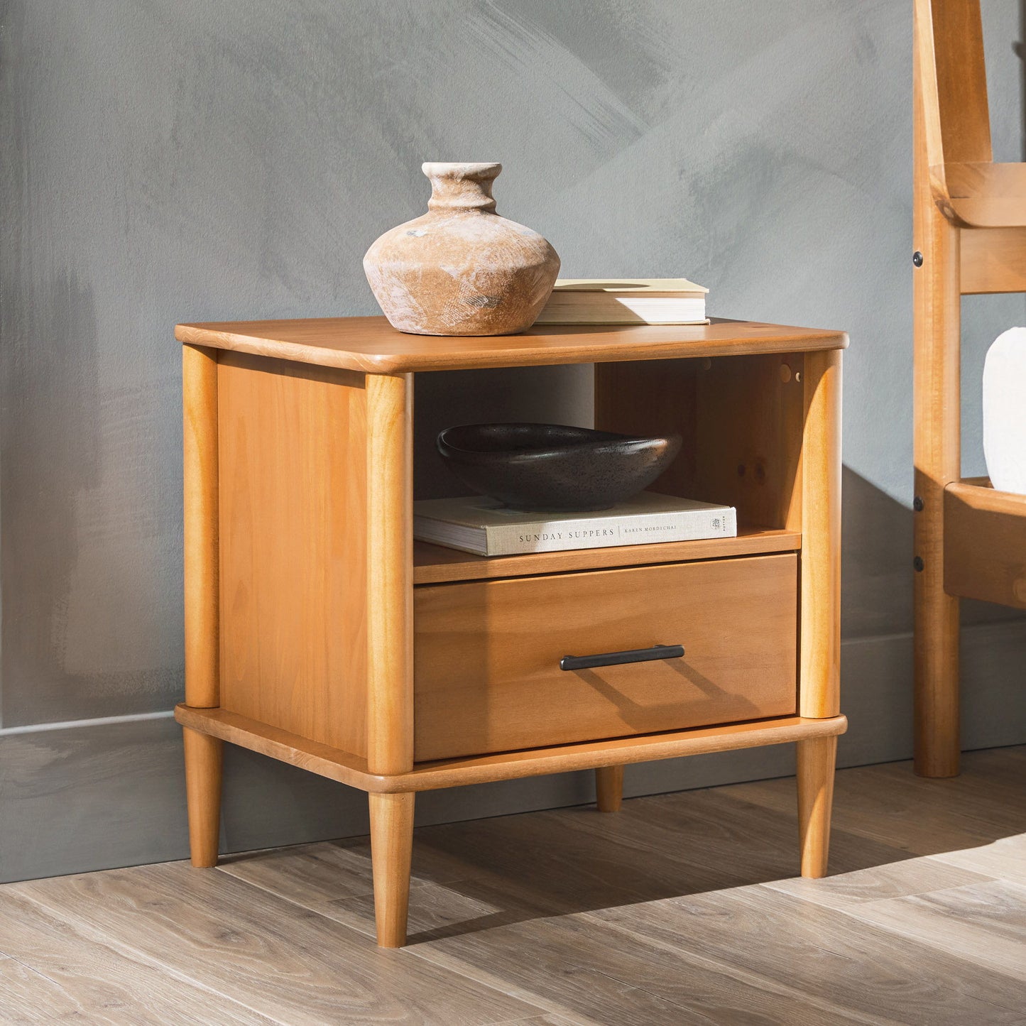 Transitional Solid Wood Spindle Nightstand