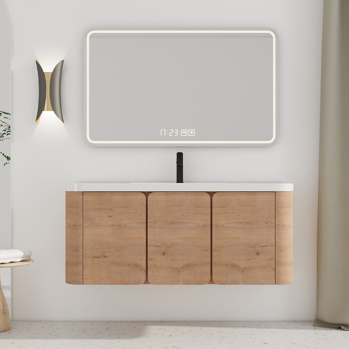 Wall Mounted Bathroom Vanity With Sink, 3 Soft Close Doors