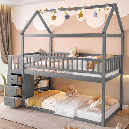 Bunk Bed With Shelves And Drawers, Storage Focused Design