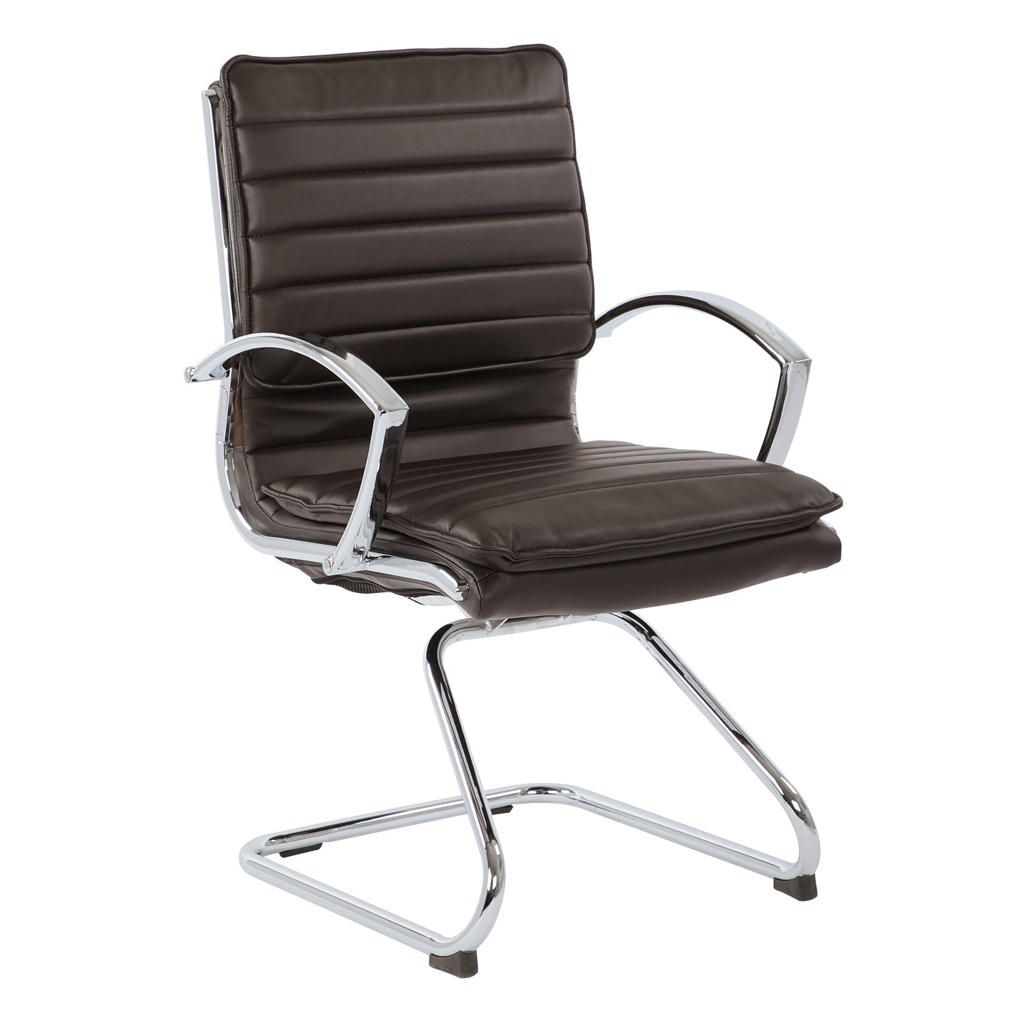 Guest Faux Leather Chair in Espresso with Chrome Base