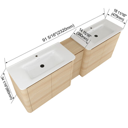 Soft Close Door Freestanding Bathroom Vanity With Sink, 1 Small Storage Cabinet