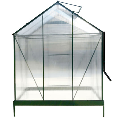 Polycarbonate Greenhouse, Heavy Duty Outdoor Aluminum Walk-In Green House Kit With Rain Gutter, Vent And Door For Backyard Garden