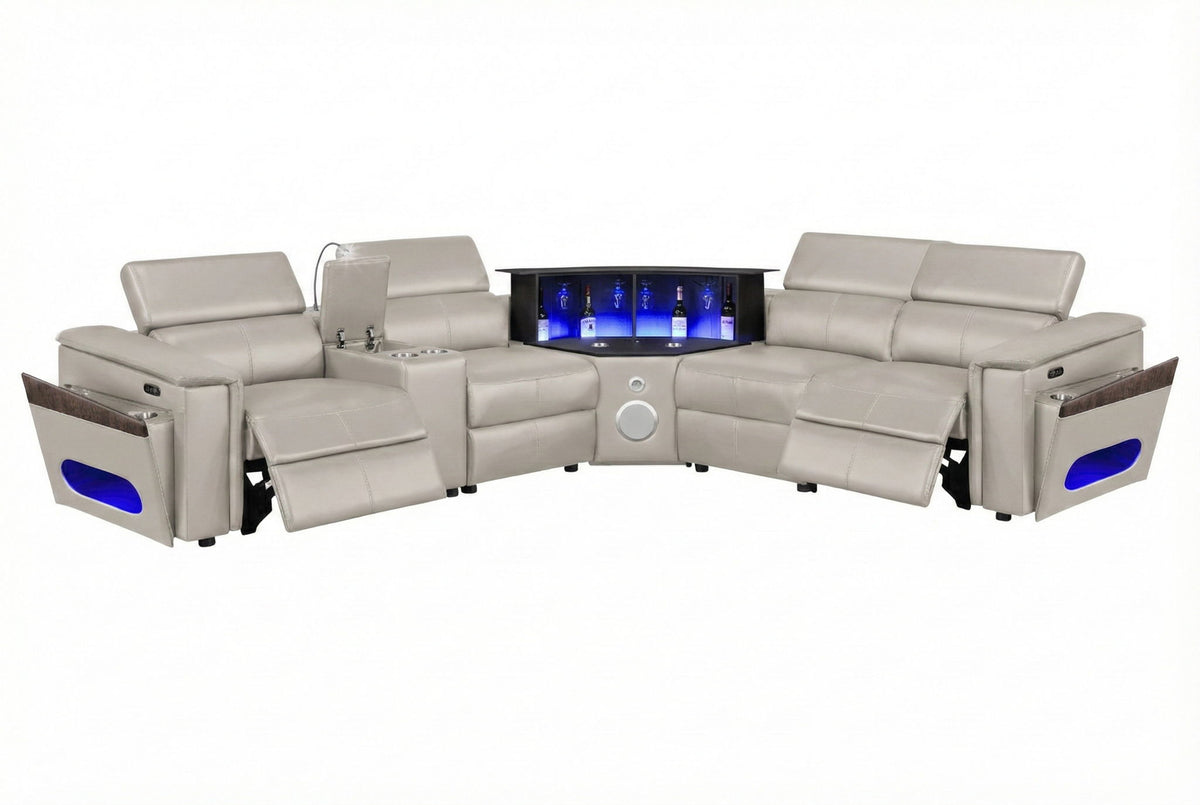 Nova - Sectional With Bluetooth Speaker, LED And Lifting Wine Cabinet