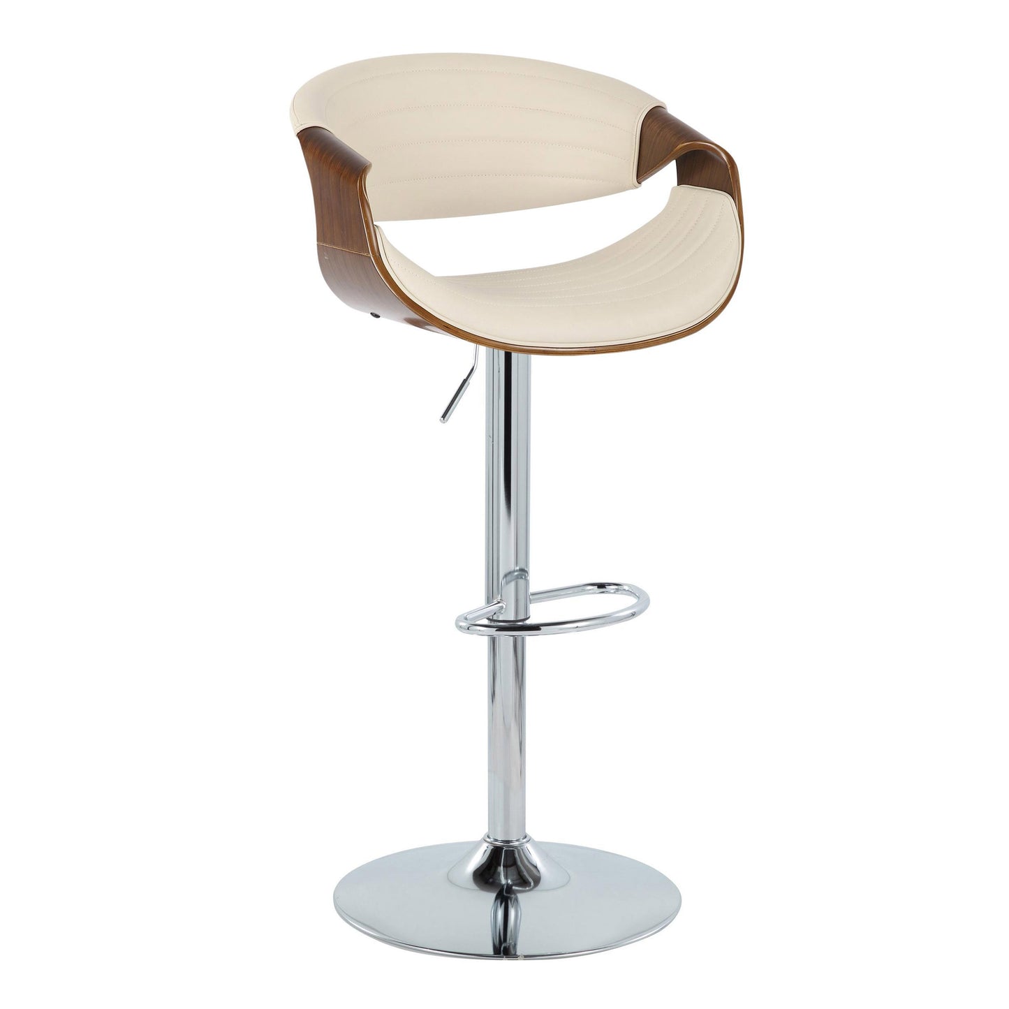 Symphony - Mid Century Modern Adjustable Barstool With Swivel With Oval Footrest (Set of 2)