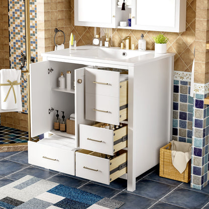 Retro Style Bathroom Vanity With Sink, Storage Cabinet