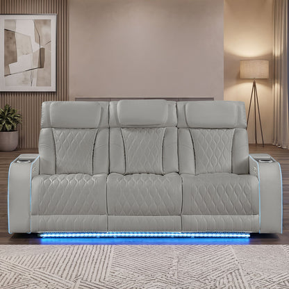 Electra - Power Reclining Sofa With Power Headrests, Drop Down Table, Reading Light, Massage, LED Lighting And USB Control