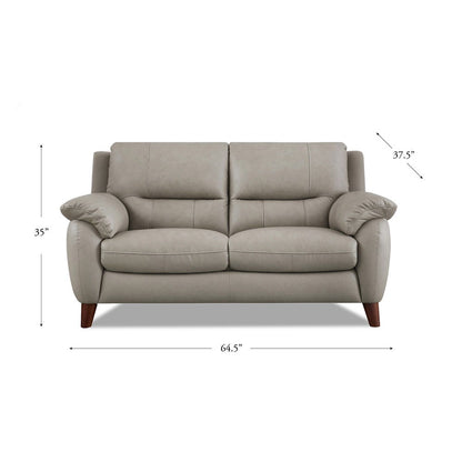 Lara - Leather Loveseat - Stone Gray