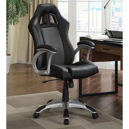 Swivel Office Chair With Casters And Adjustable Height - Black