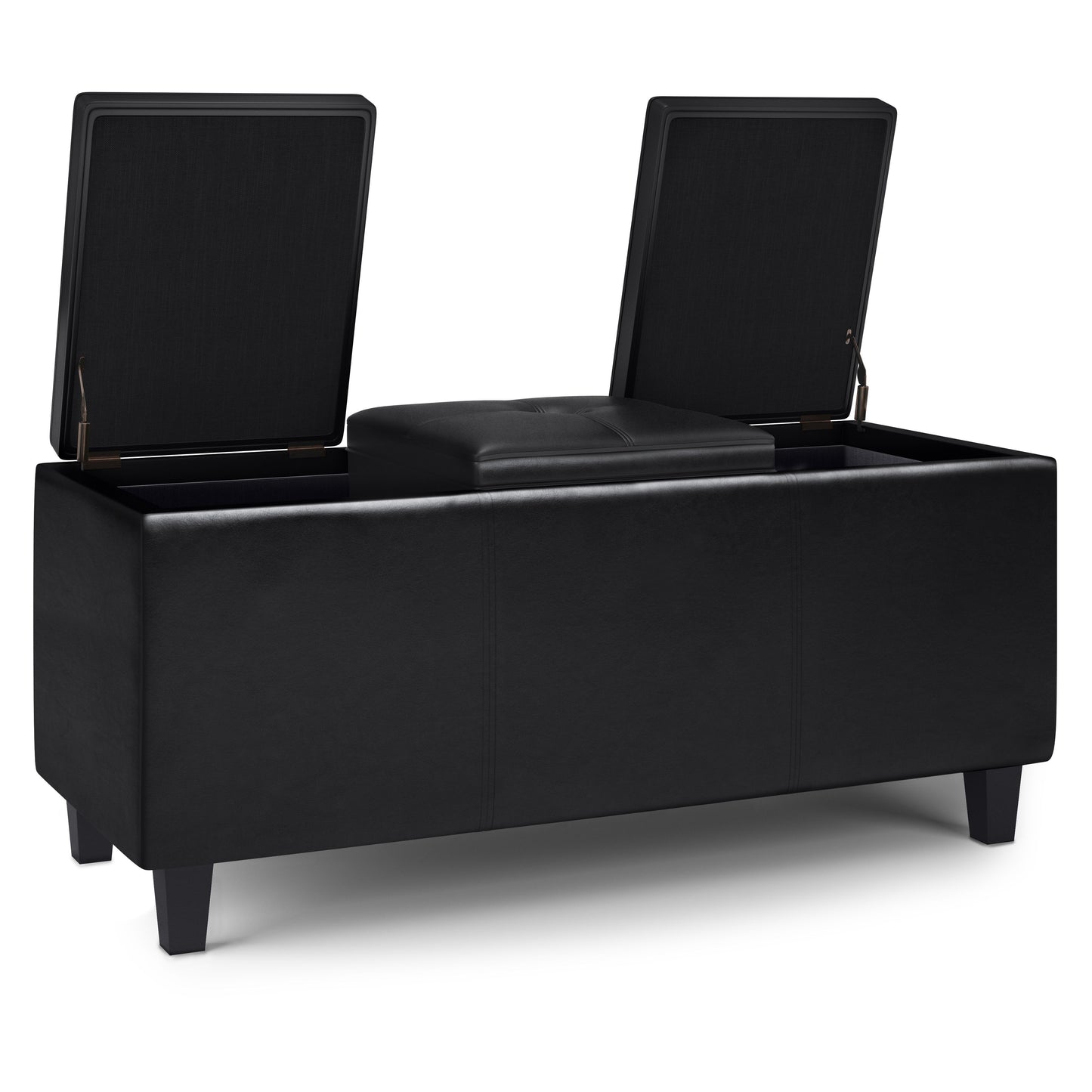 Avalon - Tray Storage Ottoman With Lift Up Lids - Midnight Black