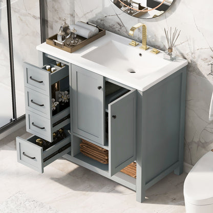 Modern Bathroom Vanity With Sink Top, 2 Doors And 2 Drawers