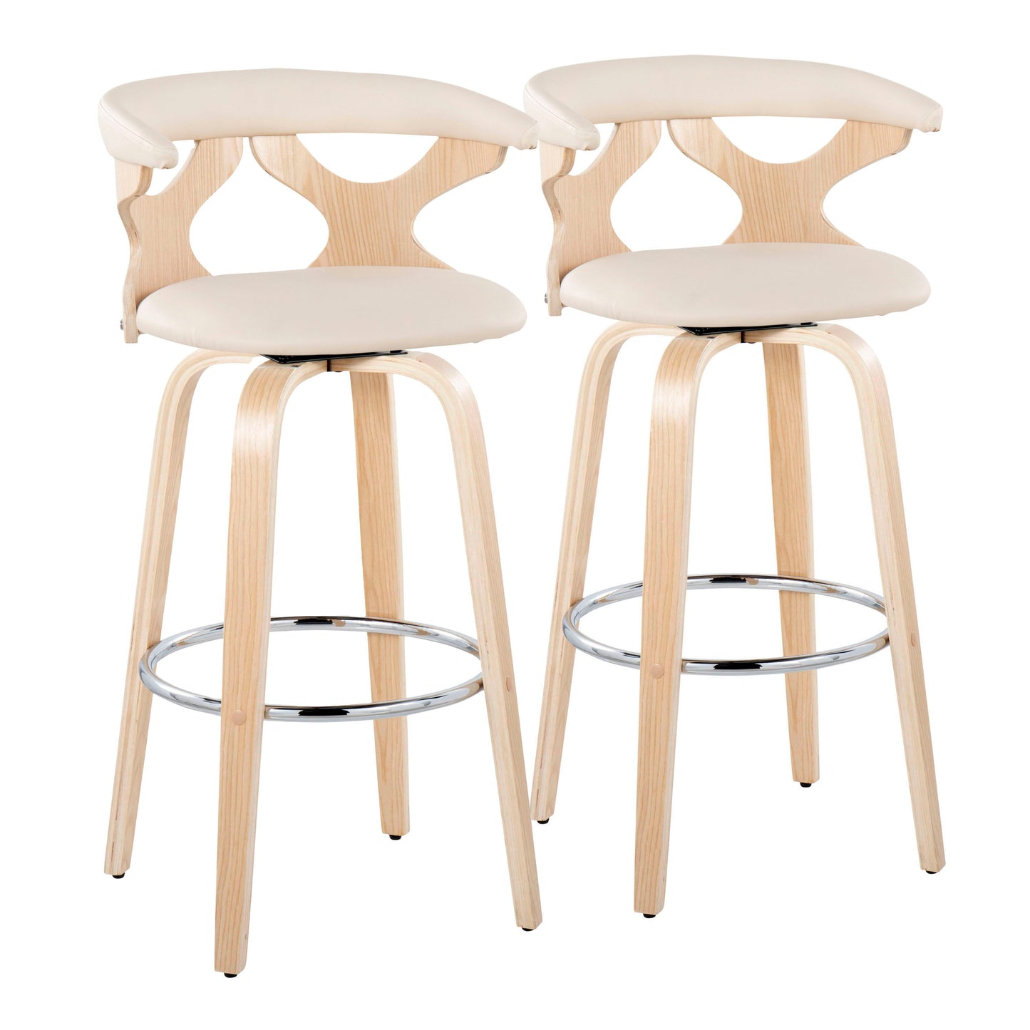 Gardenia - Contemporary Fixed Height Barstool With Swivel With Round Footrest (Set of 2)