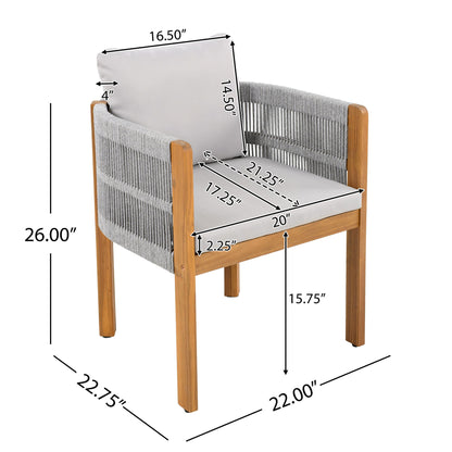 Outdoor Dining Chairs With Rope Handles (Set of 2)