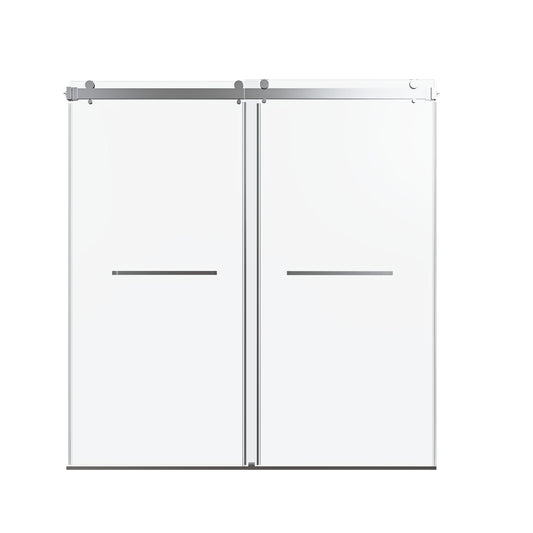 Frameless Double Sliding Soft-Close Shower Door, 3 / 8" (10Mm) Thick SGCC Tempered Glass Door, Matte